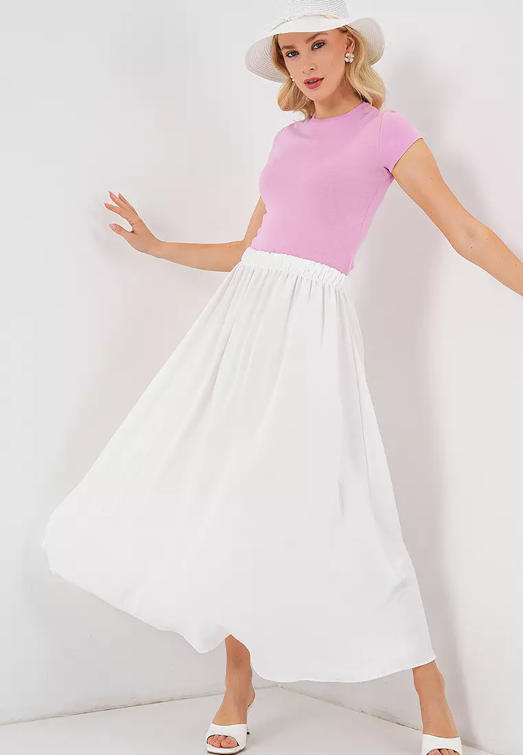 Women's Long Ayrobin Skirt 8050 - White