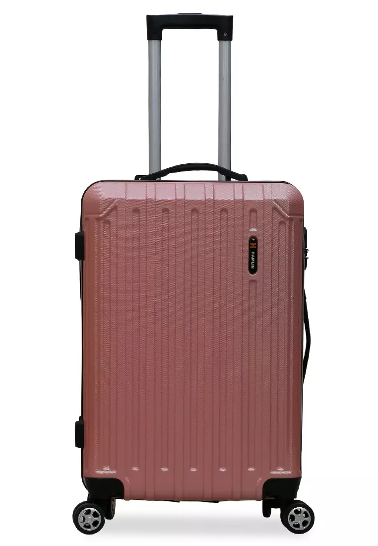 Isvara Tas Koper Hardcase Unisex One Set Suitcase Number Code Combination Lock Large Compartment Material ABS+PVC Coated ORIGINAL - Rose Gold