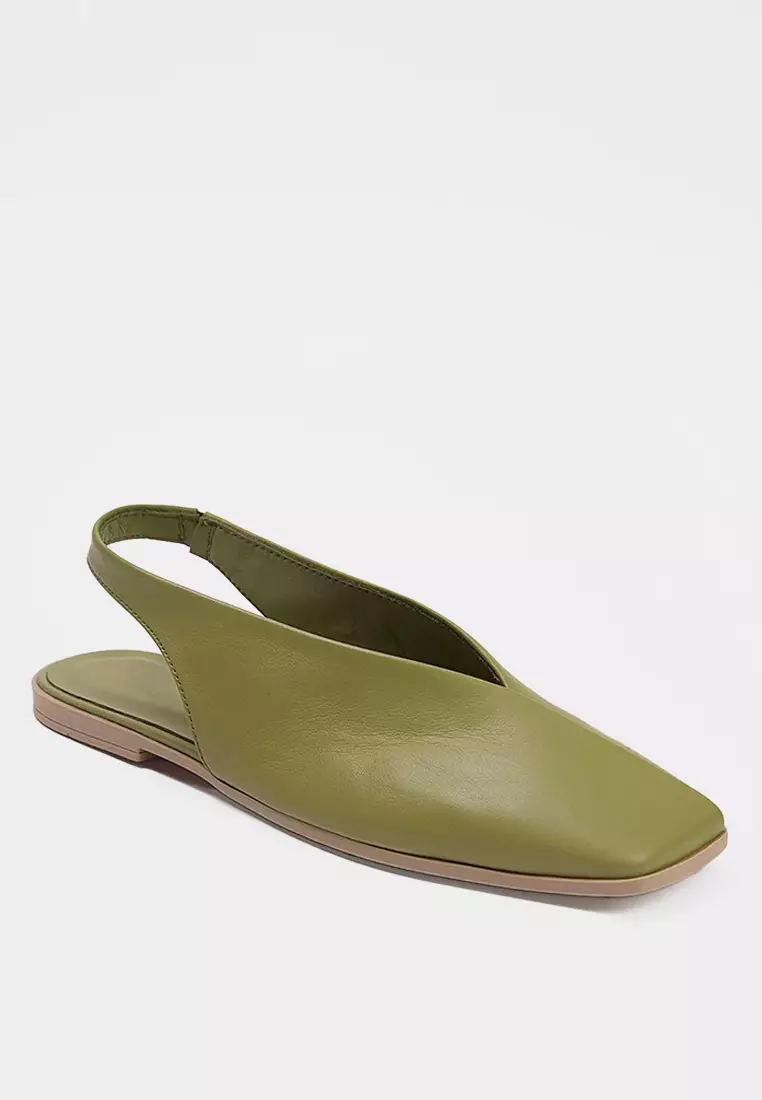Open Back Square Toe Ballerinas