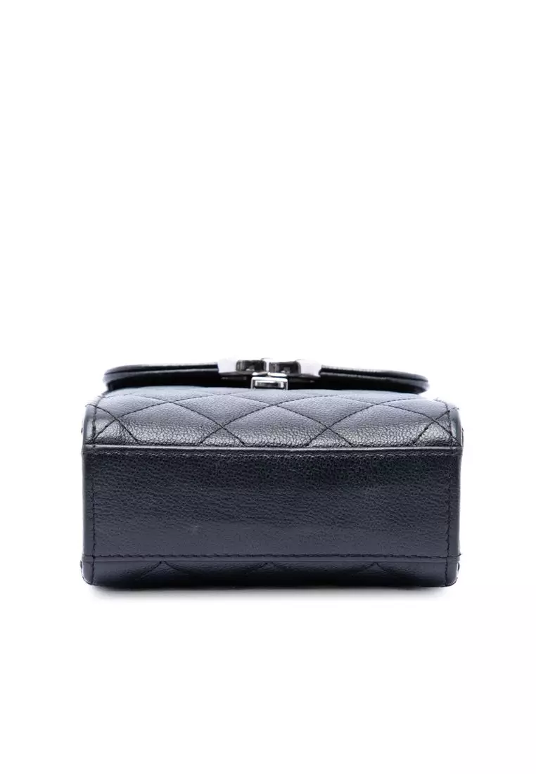 Pre-Loved Chanel Cc Quilted Caviar Phone Holder With Chain