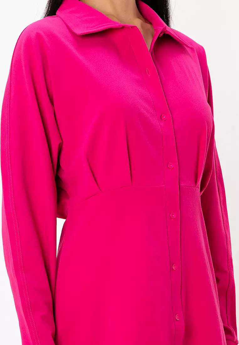 chinese dress ladies Rent ASOS DESIGN Long Sleeve Mini Dress With Neck Ties And Corsage In Pink  Floral Print