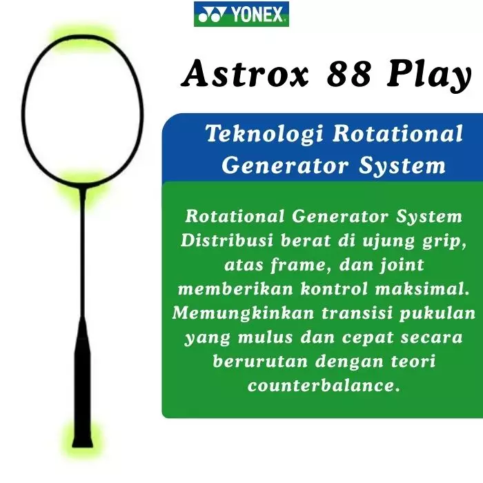 Raket Badminton Yonex Astrox 88 Play GRATIS Senar dan Tas Yonex Original