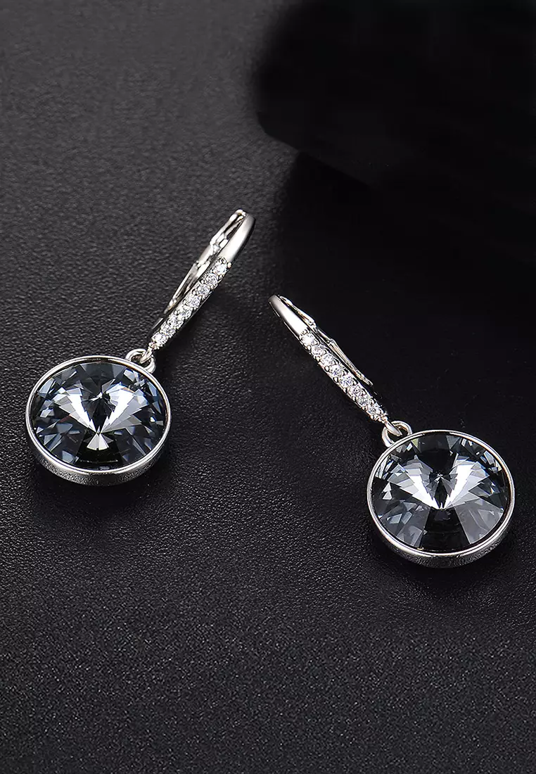 Precious Drop Earrings Silver Night Embellished with SWAROVSKI® crystals-White Gold/Silver Night