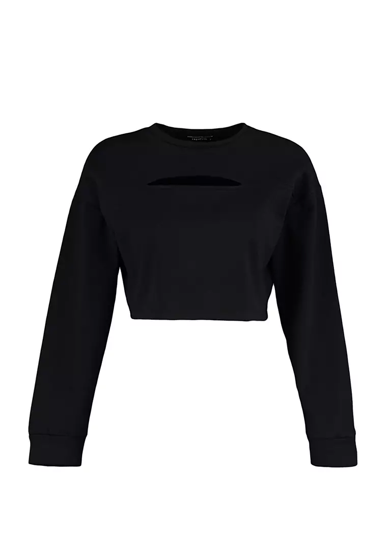 Cut out cheap sleeve sweatshirt