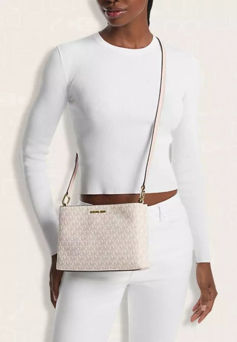 Michael Kors Trisha Medium Logo Crossbody Bag Powder Blush Multi
