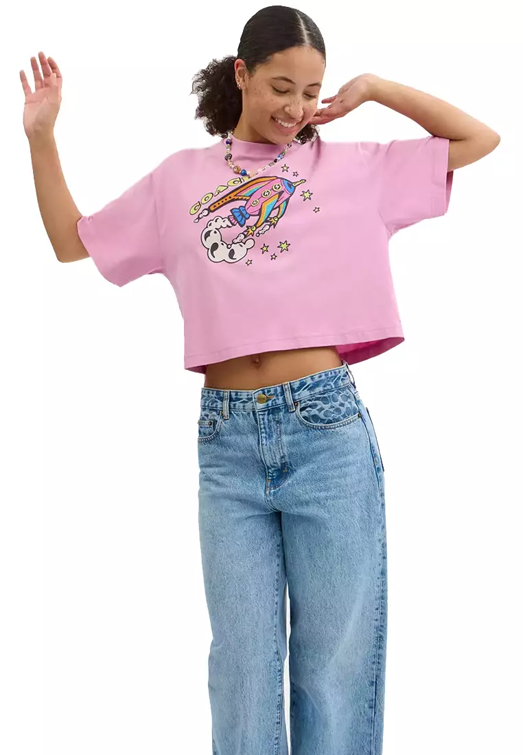 Buy Coach Cosmic Coach Rocket Print Cropped T Shirt In
