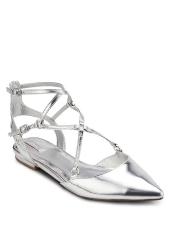 Eddiva 多帶尖頭平底鞋, 女鞋zalora 順豐, 鞋