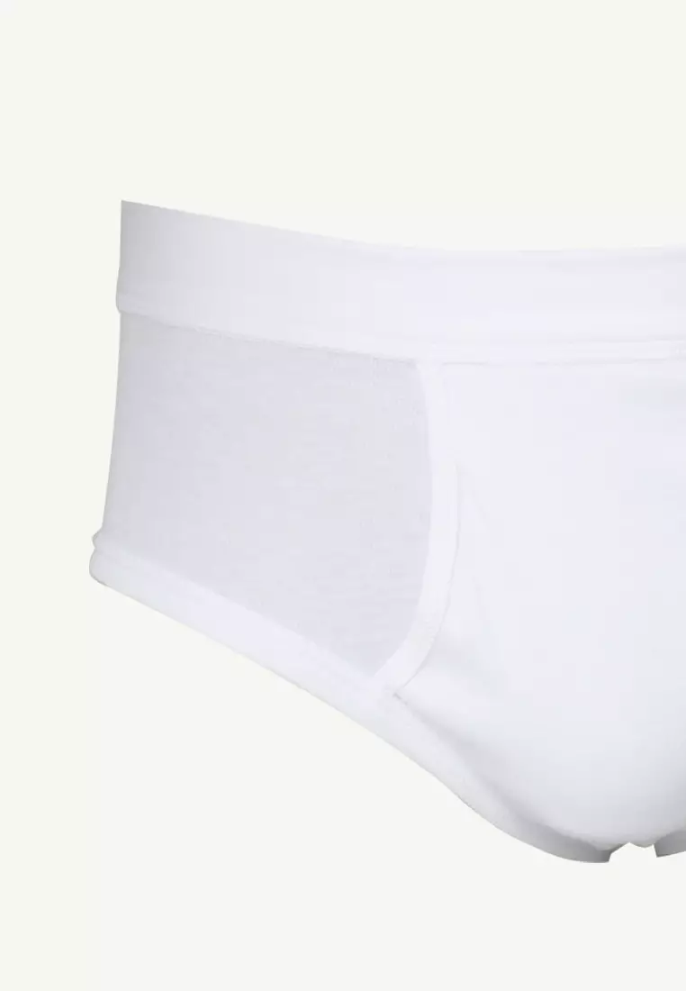 Premium Ribbed Comforter Men's  Briefs w/ Fly Opening w/ Lycra Waistband White (3in1Pack)