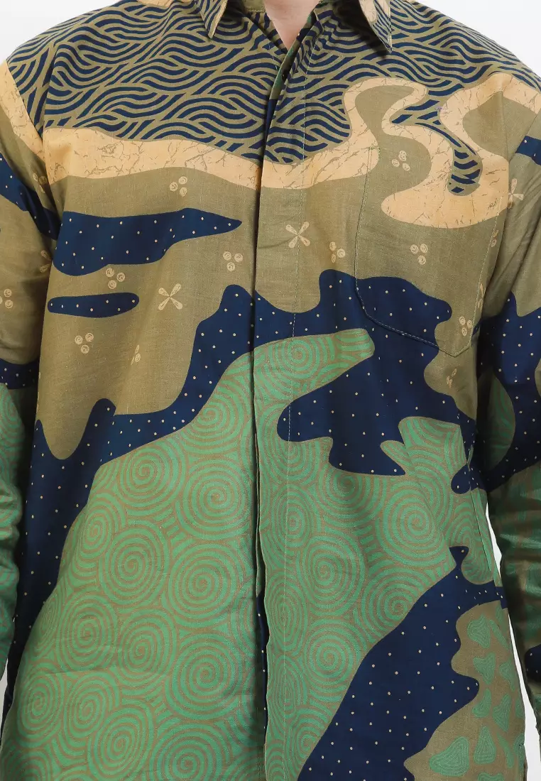 Ainsley Kemeja Batik Exclusive Premium Pria Casual Modern Lengan Panjang