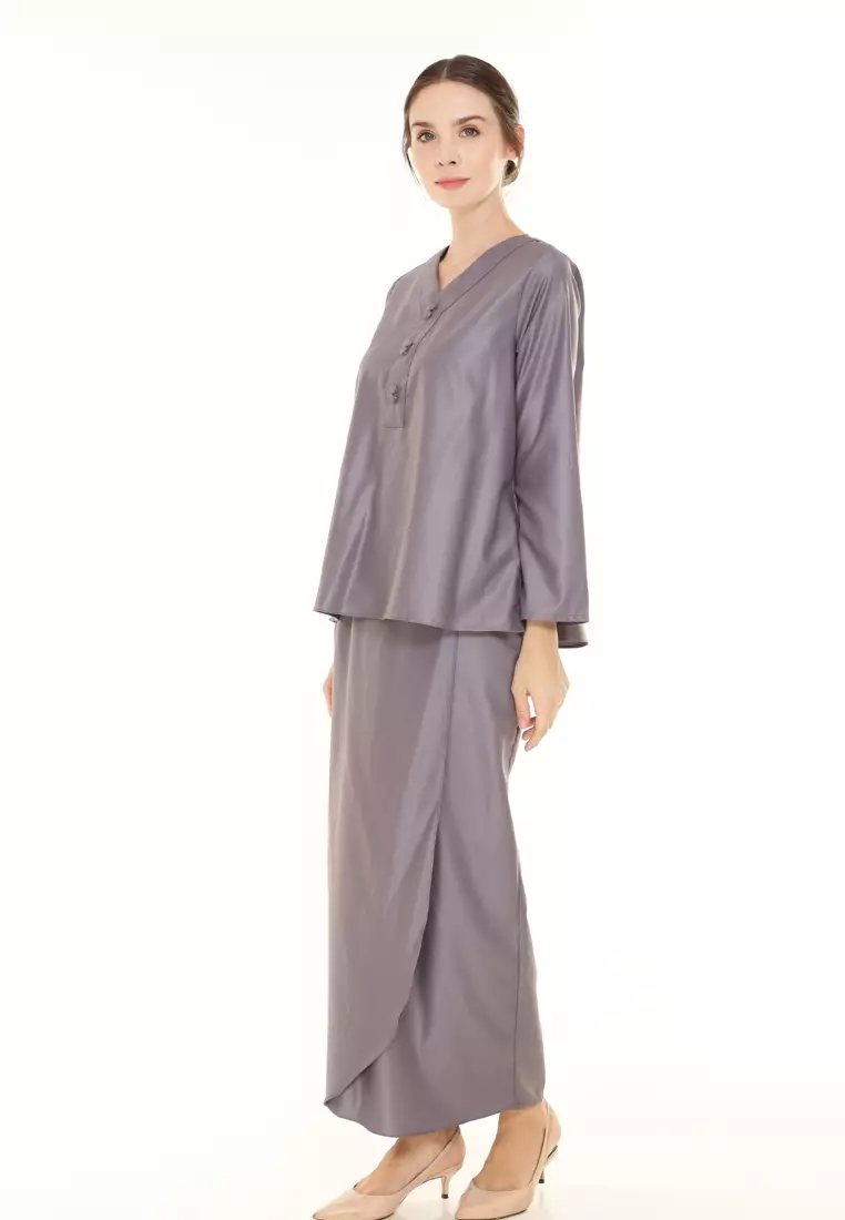 Kiera Kurung Kedah Modern in Grey