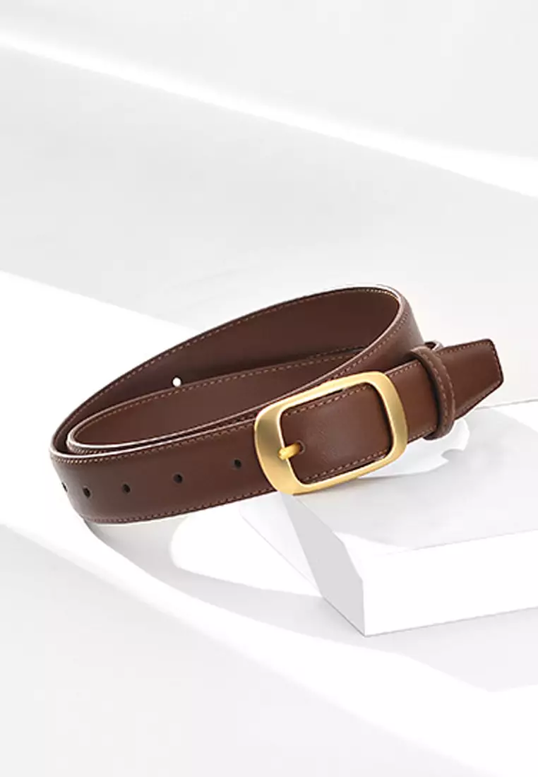 Metal Pin Gold Color Buckle Leather Belt JW CY-158