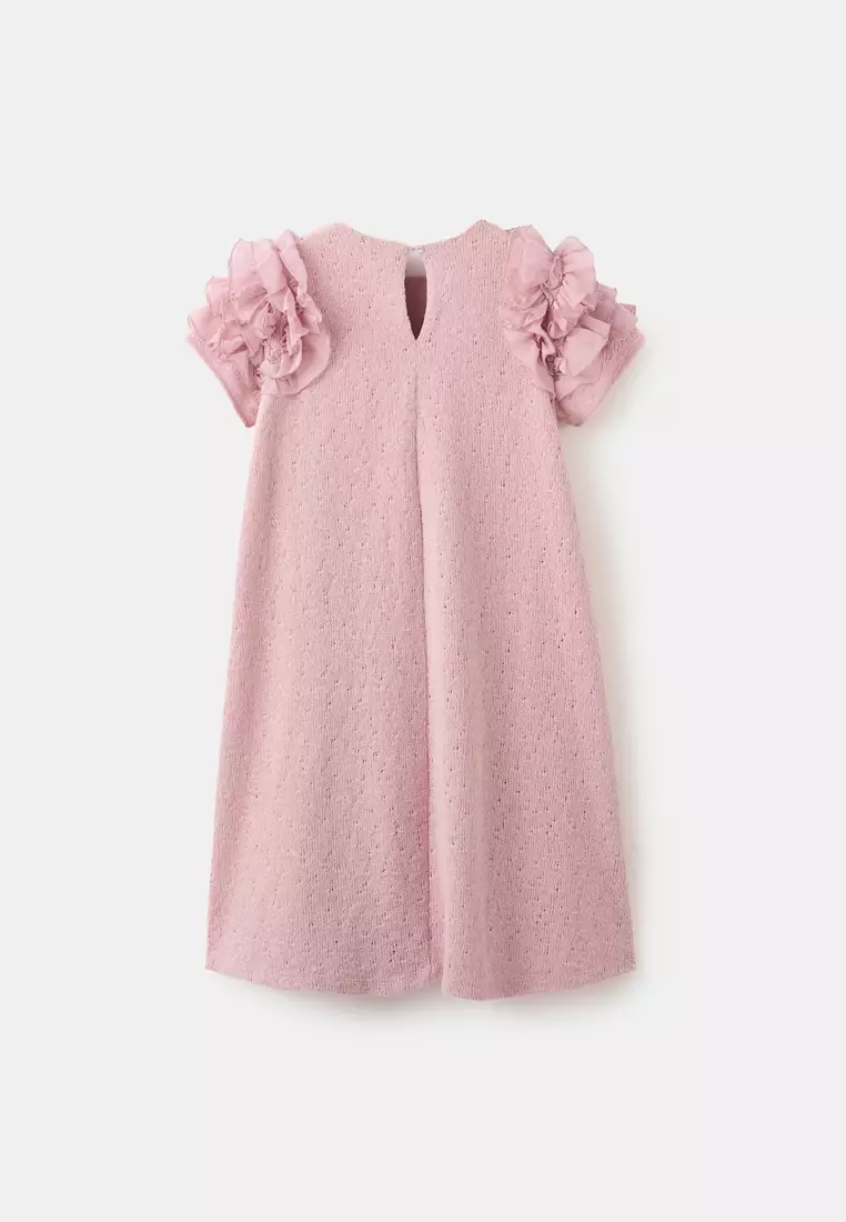 mango pink knit dress MANGO Margarit Linen Blend Floral Knitted Maxi Dress