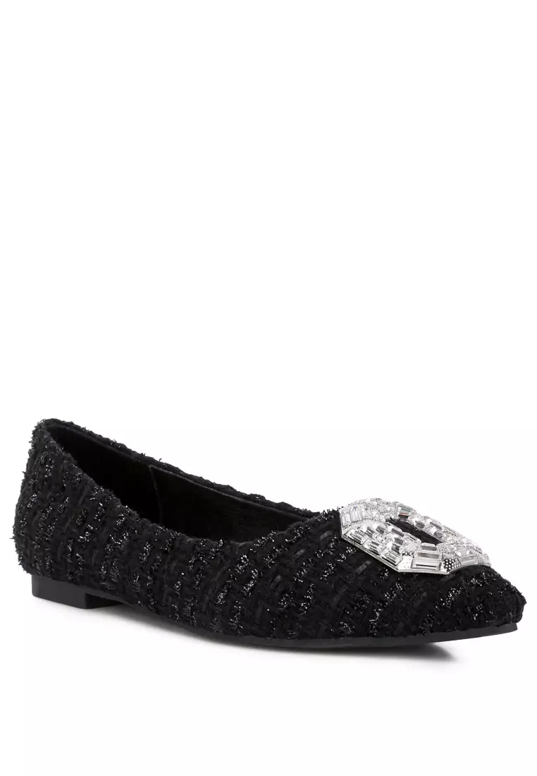 Flat Balet Berhias Warna Hitam
