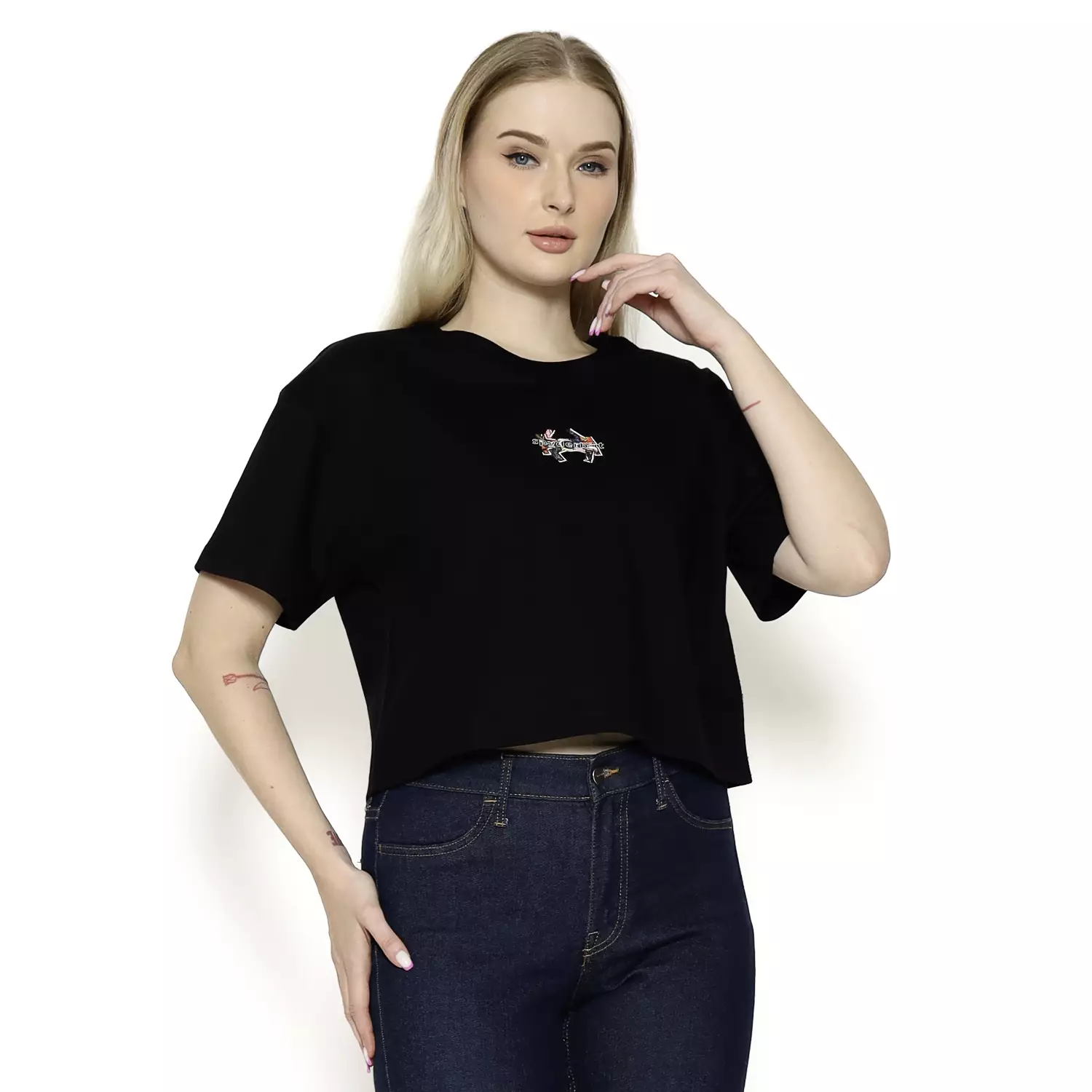 Spyderbilt Kaos lengan pendek Wanita Aerosol Crop Top Ladies Tee Planet Surf