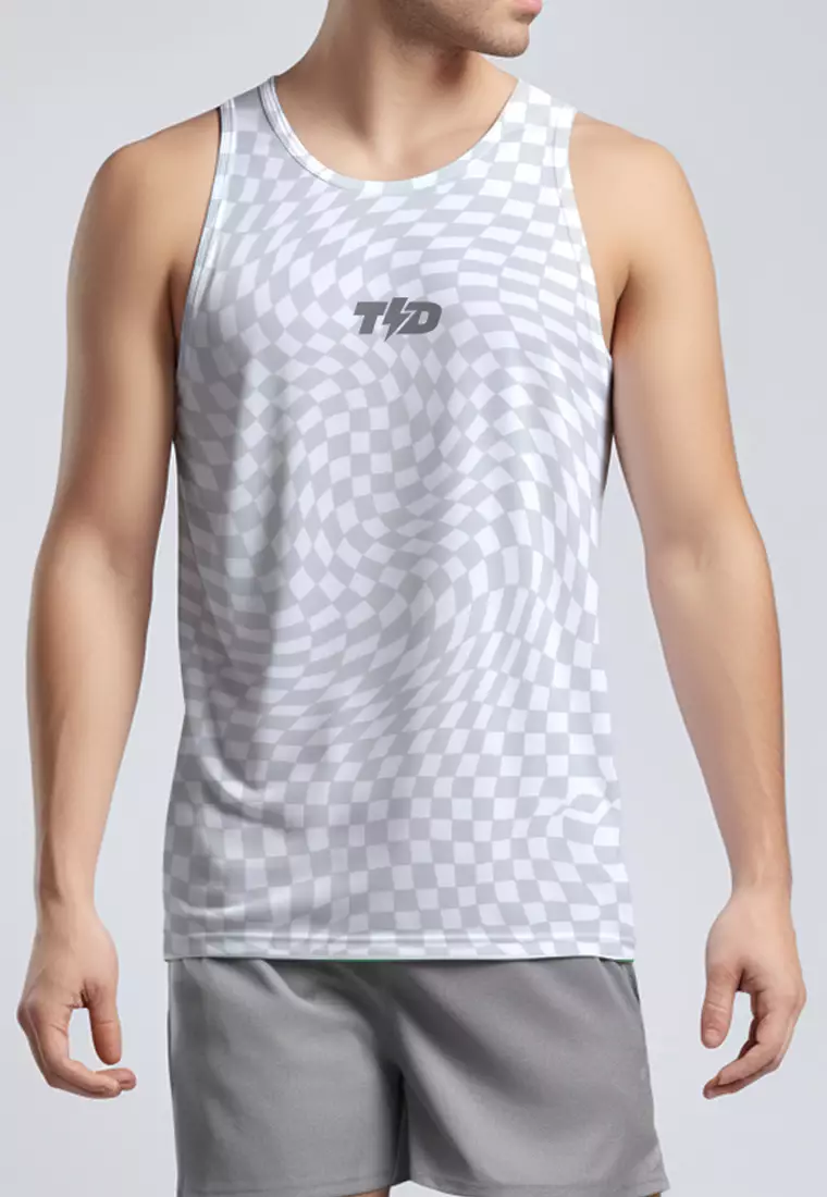 MSA88 Kaos Kutung Gym Running Lari Olahraga "checkerboard" grey - airdrylite