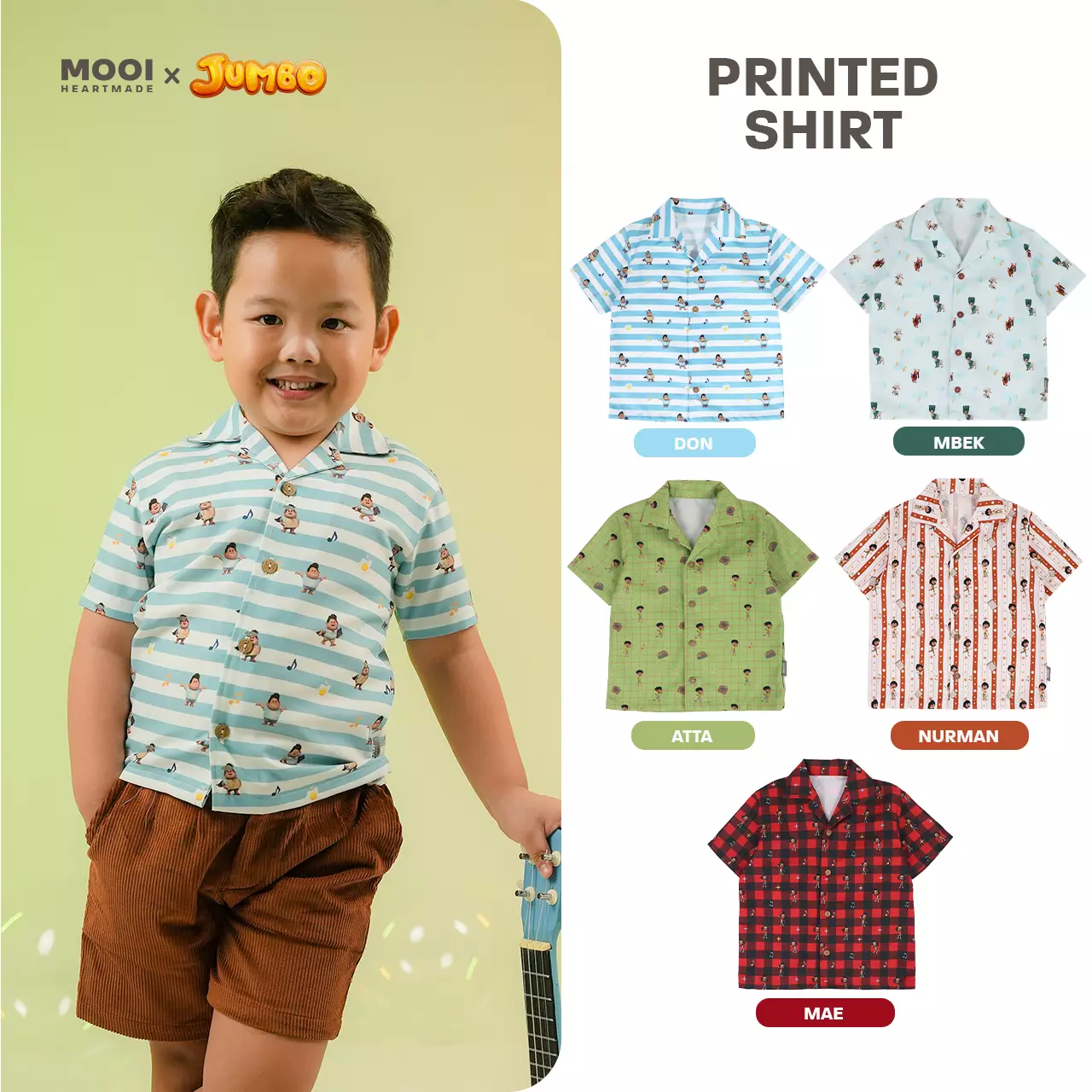 Mooi x Jumbo Kemeja Anak Laki - Laki Printed Shirt - Nurman