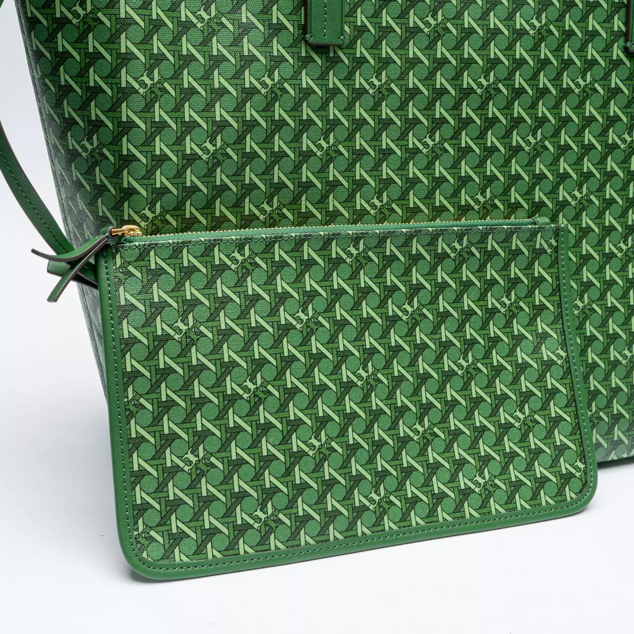 Ever-Ready Coated Canvas Large Zip Tote Bag Arugula