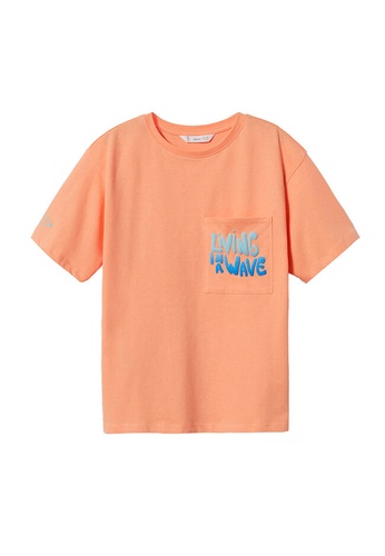 MANGO KIDS orange Pocket Message T-Shirt 38ADBKAABC5852GS_1