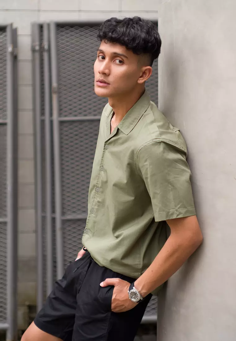 Kemeja pendek pantai OXCON summer shirt Palm Green