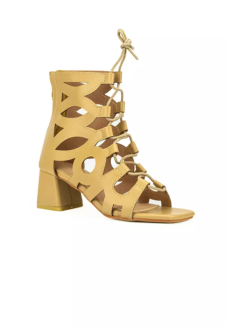 Women's Heeled Sandals LW 26092 Beige C44