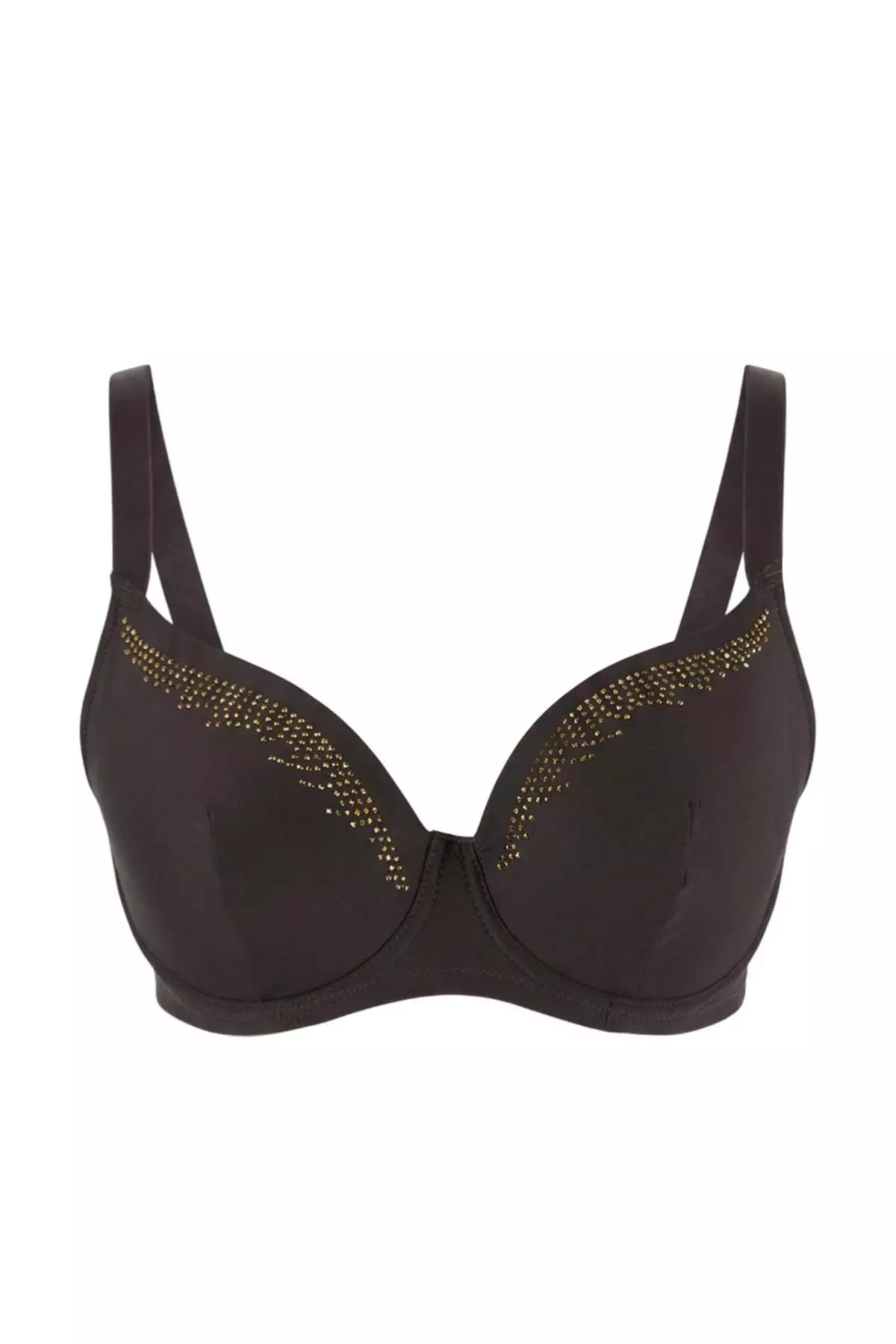 Brown Gold Stone Printed Covered Plus Size Bra Tbbss26Cw00001
