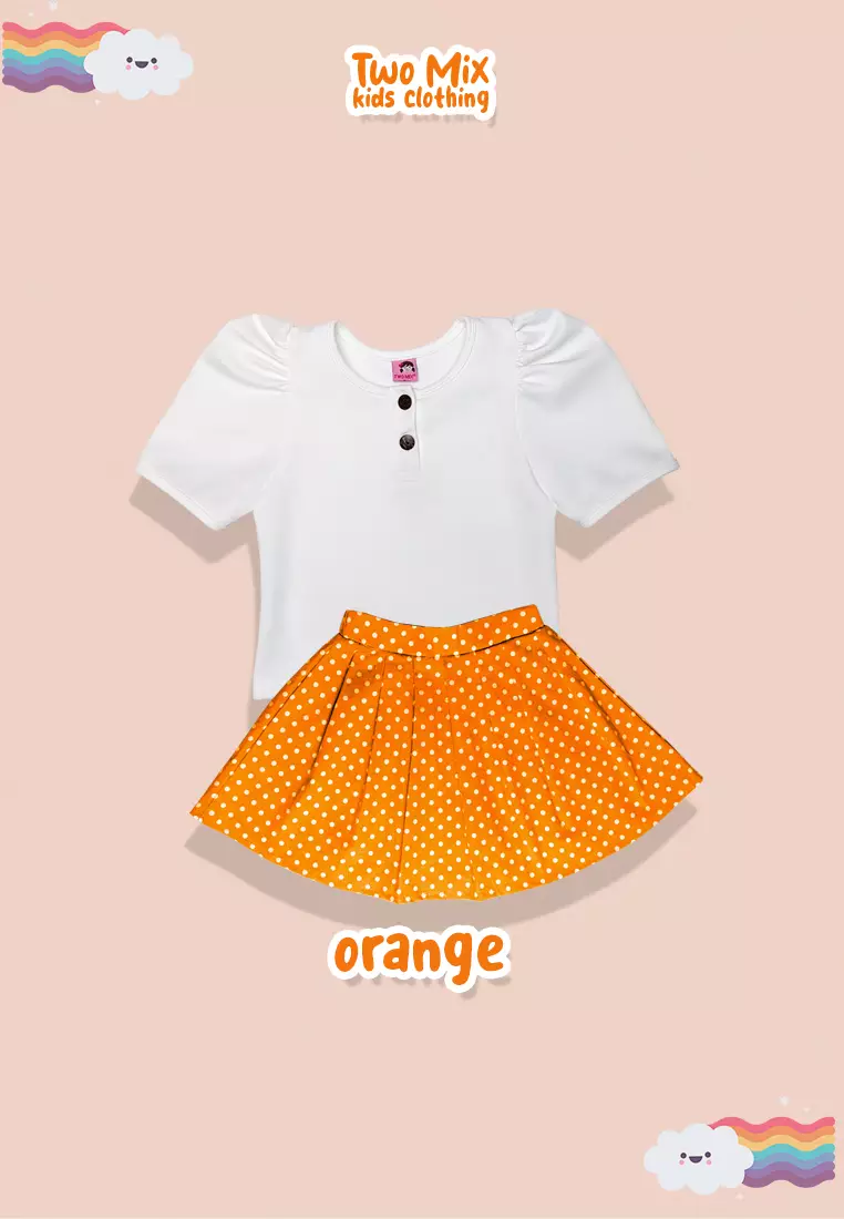 Two Mix - Setelan Anak Perempuan - Stelan Rok Anak Cewek 1-6 Tahun 4377 Orange