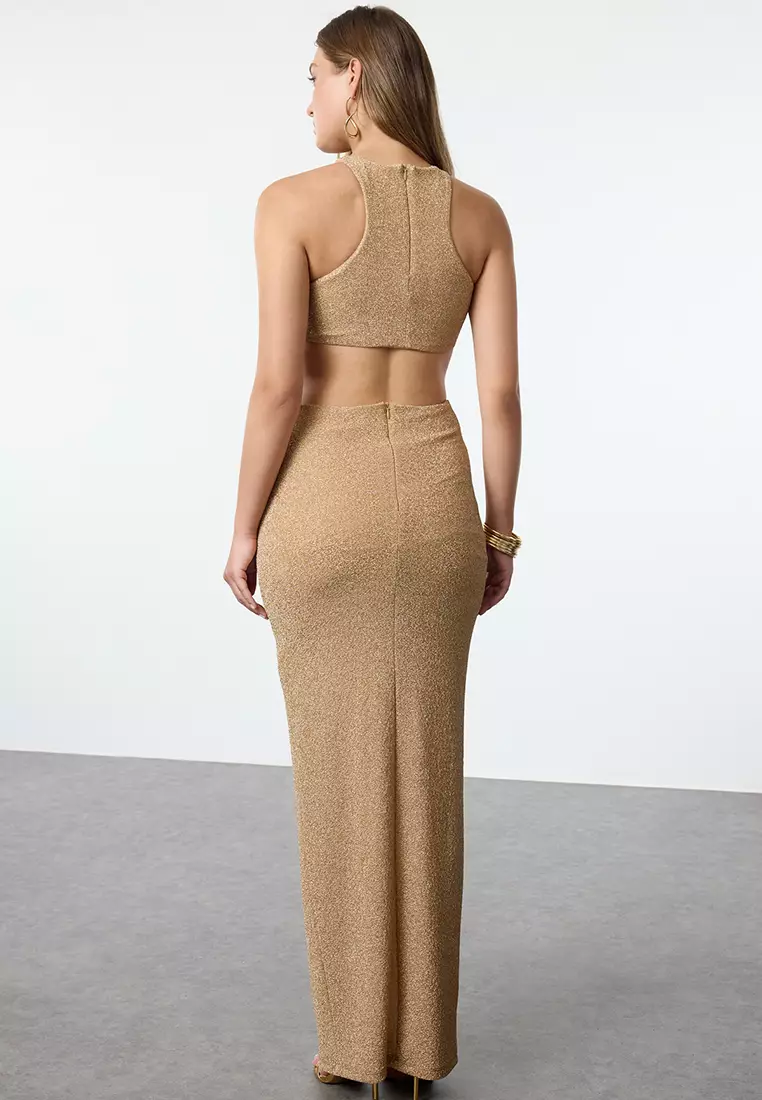 Snake Knot Detail Glitter Dress