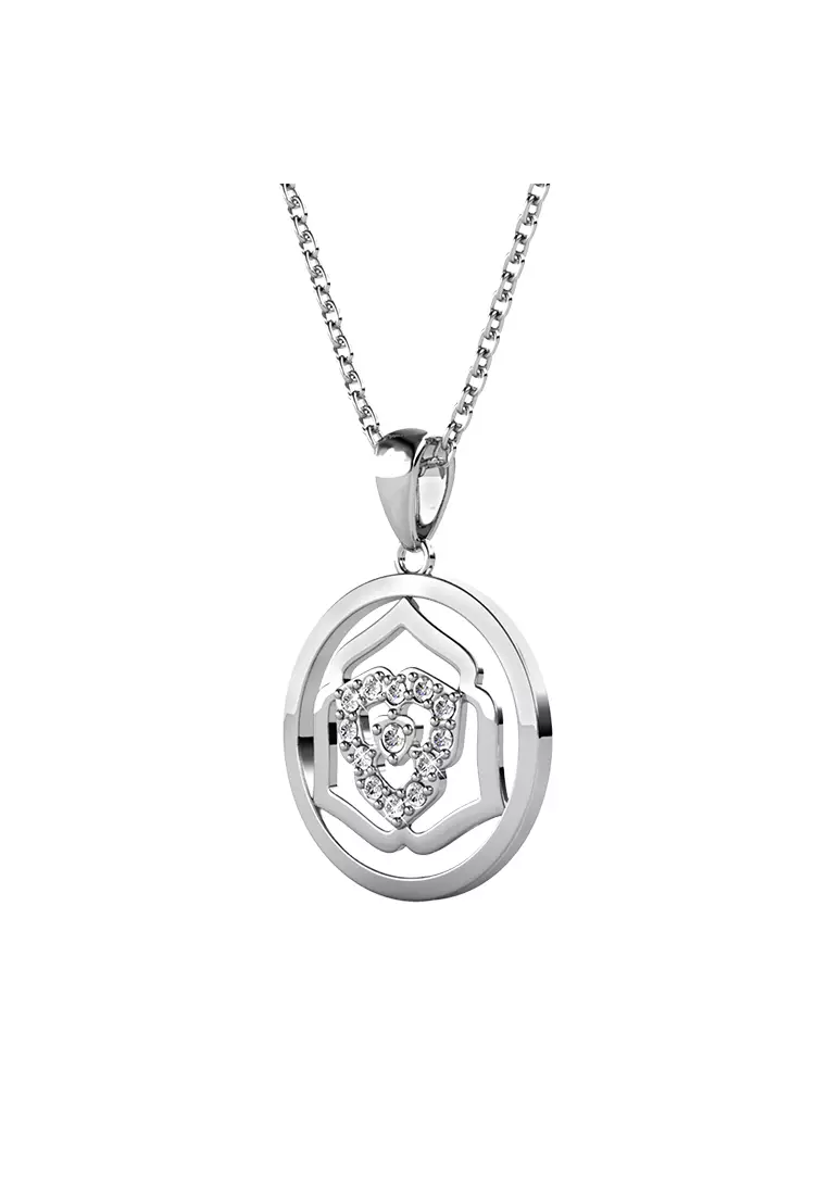 Her Jewellery Constantia Pendant (White Gold) - Luxury Crystal Embellishments plated with 18K Gold