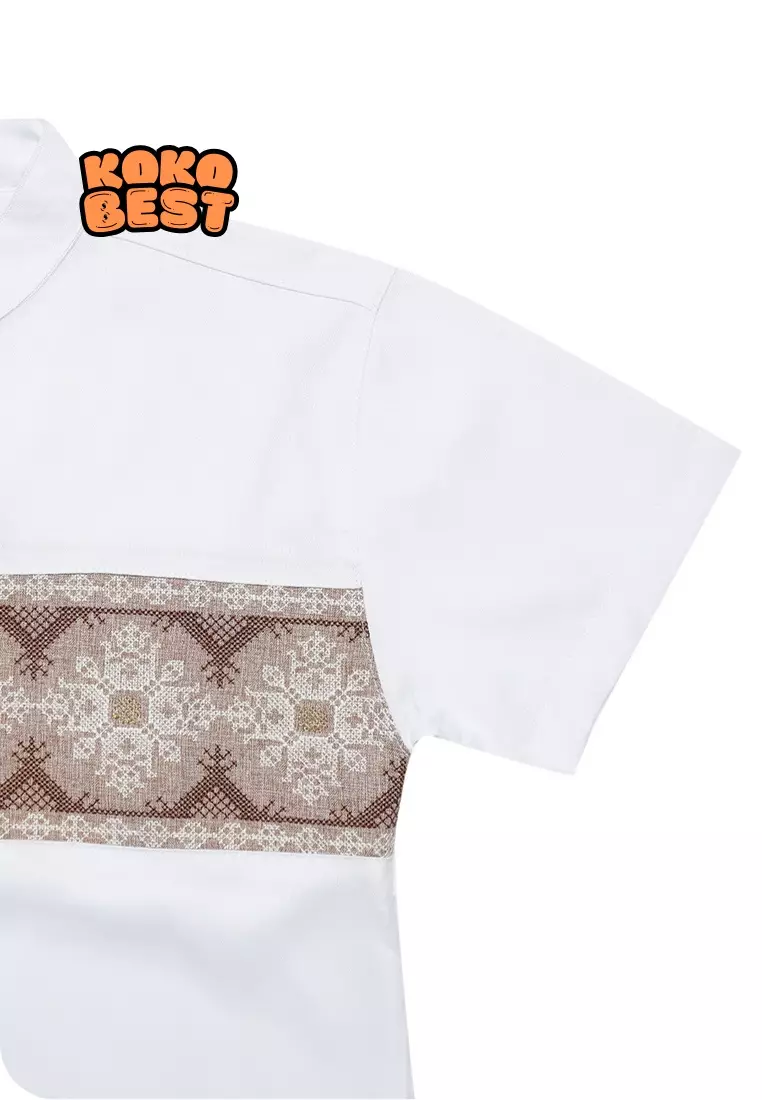 Baju Koko Lengan Pendek Best Koin Putih Coklat