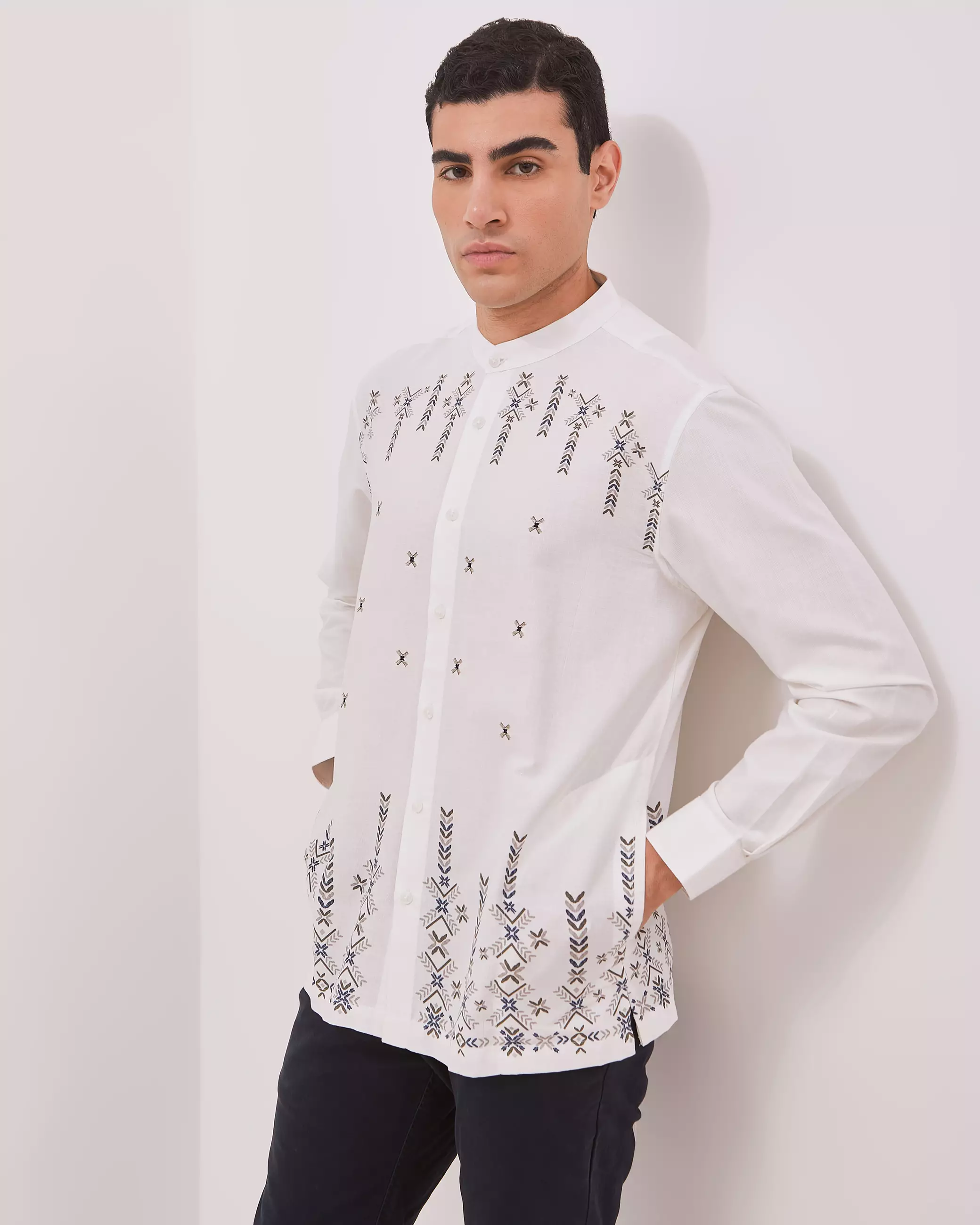 AMK Kemeja Koko Pria Lengan Panjang KK Mahdyah Ls White