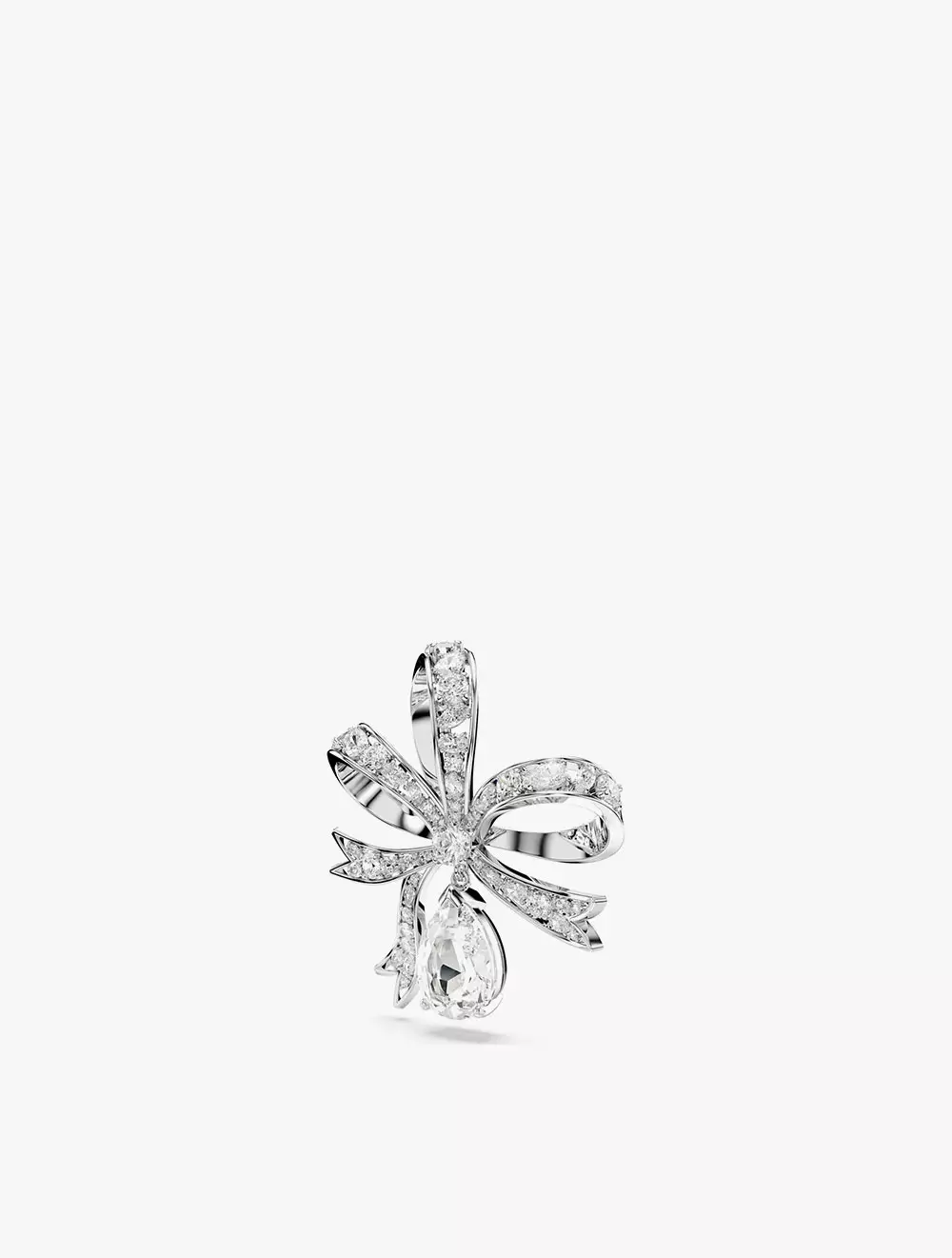 Hyperbola Brooch, Bow, White, Rhodium Plated - White