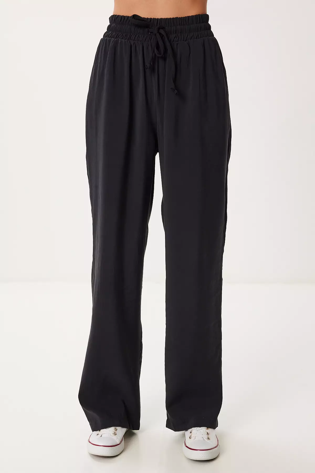 Women's Black Wide Leg Summer Modal Trousers Bv00157