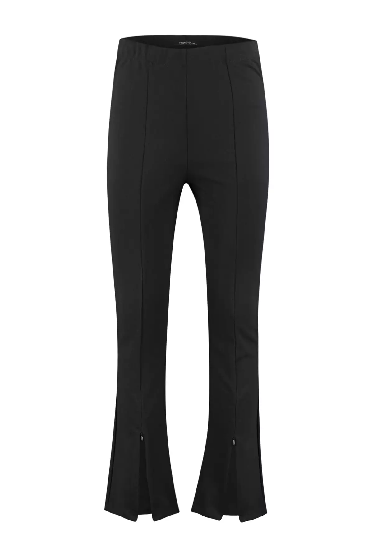 Skinny Knitted High Waist Trousers With Zipper