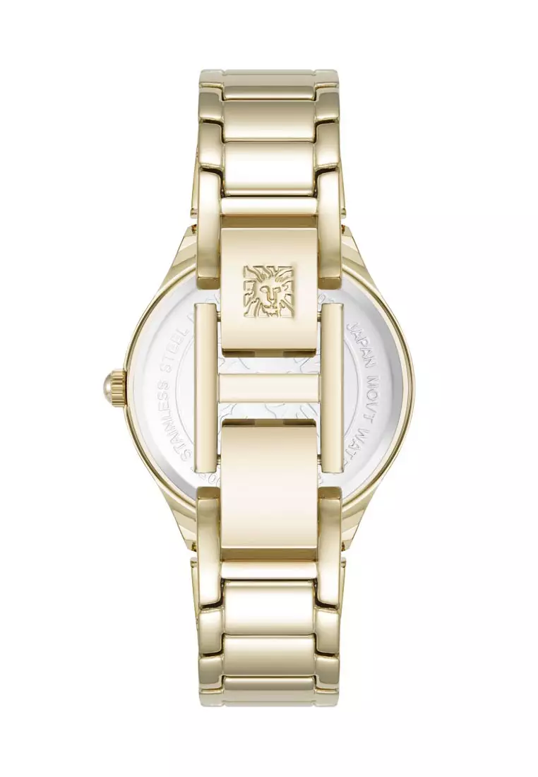 AK5132BKGB0000 Gold Tone Round Watch With Black Glossy Dial