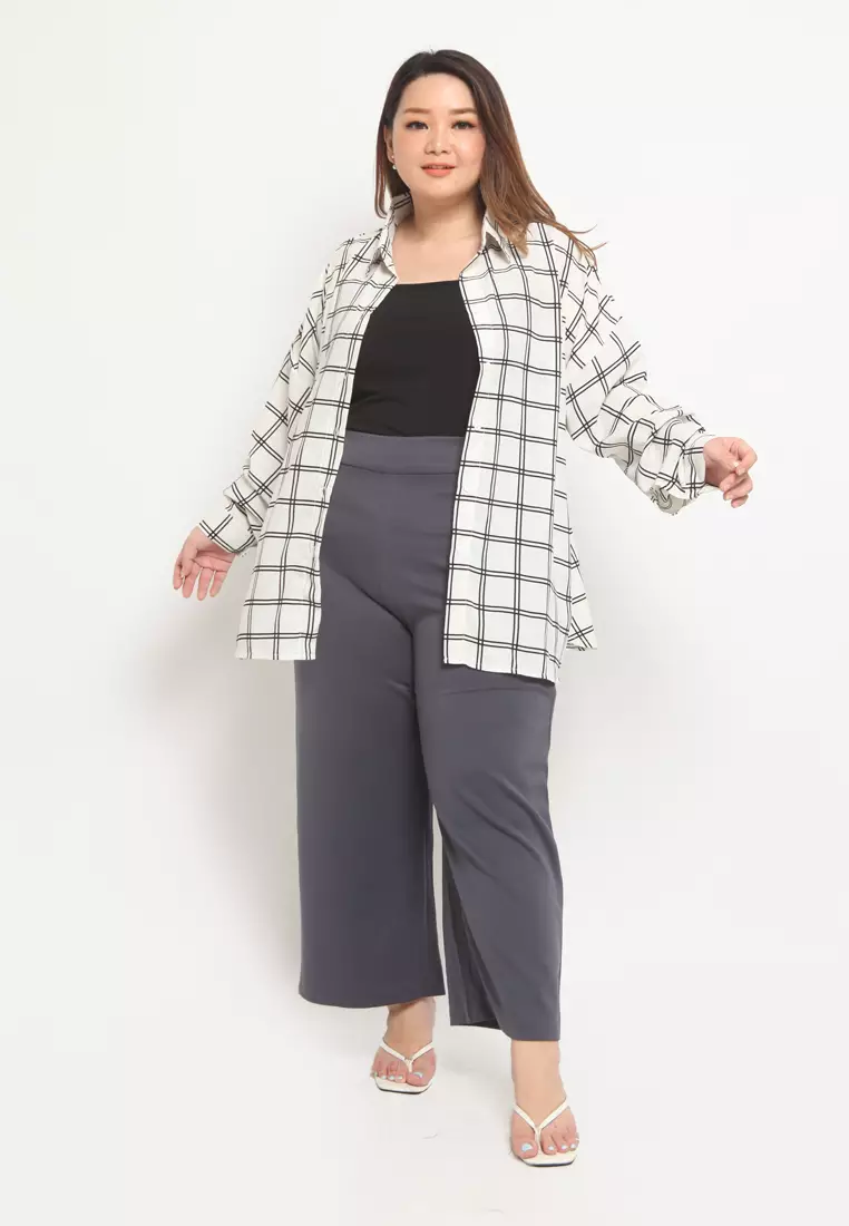 Plus Size Wide Pants Nola Grey