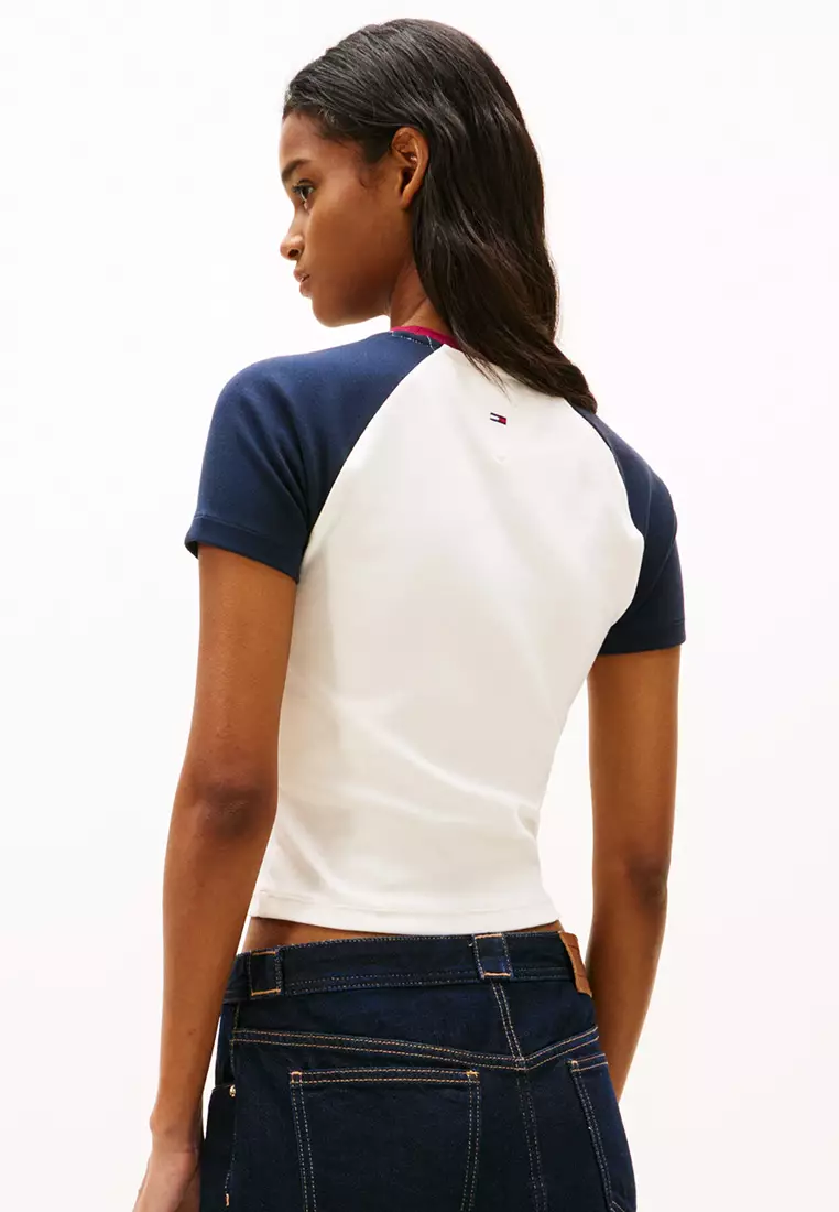 Logo Slim Raglan Sleeves T-Shirt - Tommy Jeans