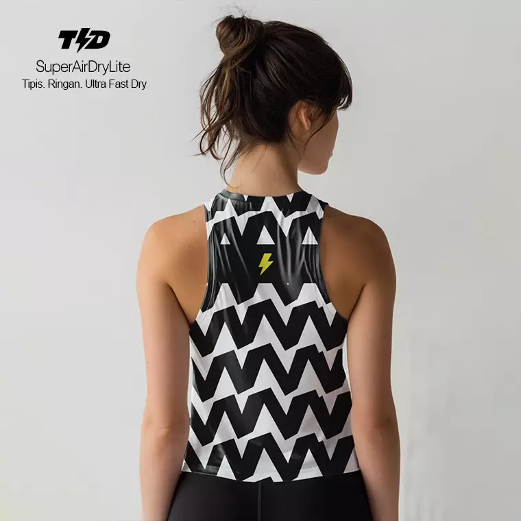 LSE03 Crop Tank Running Lari Wanita SuperAirDryLite Td Bolt "big zigzag"
