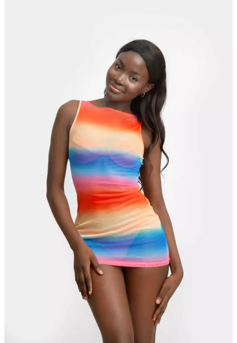 Kiara Mini Mesh Dress / Sunset