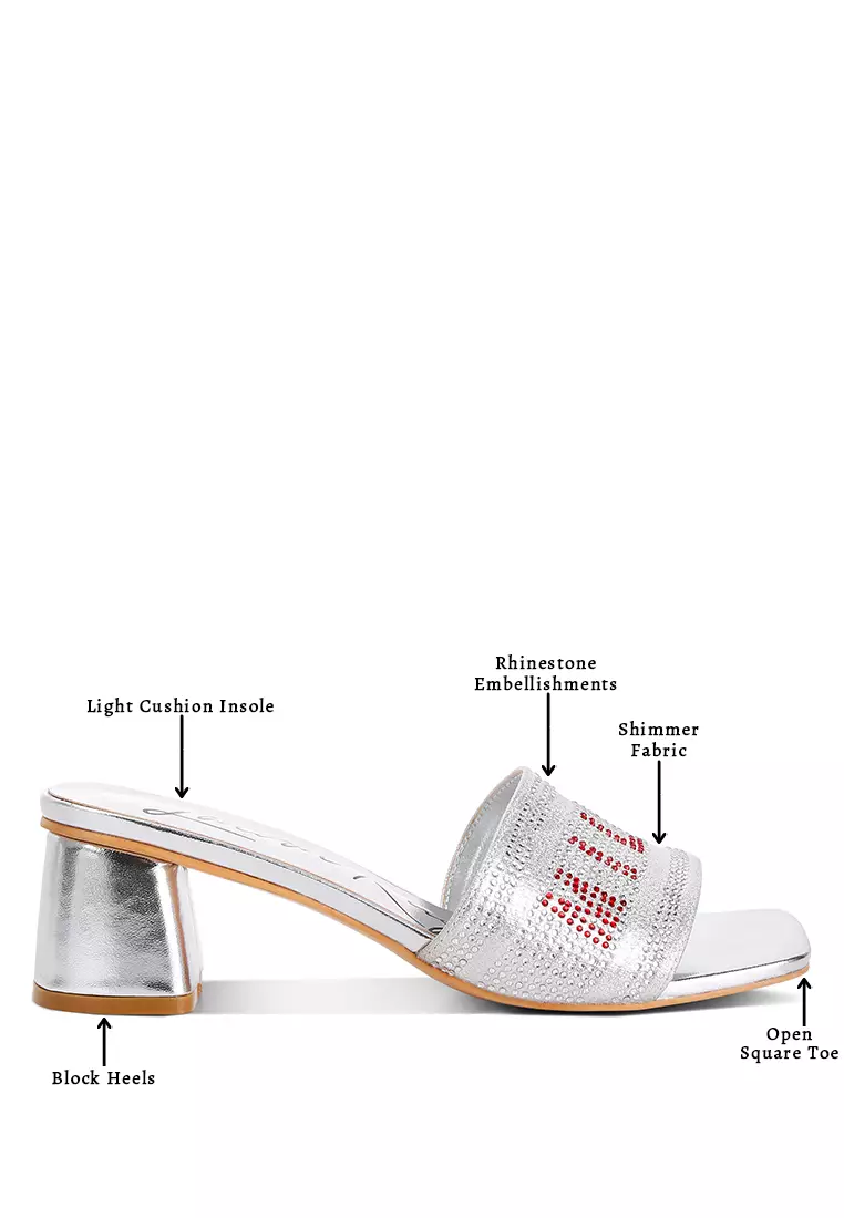 Sandal Milan Berhias Berlian Imitasi Perak