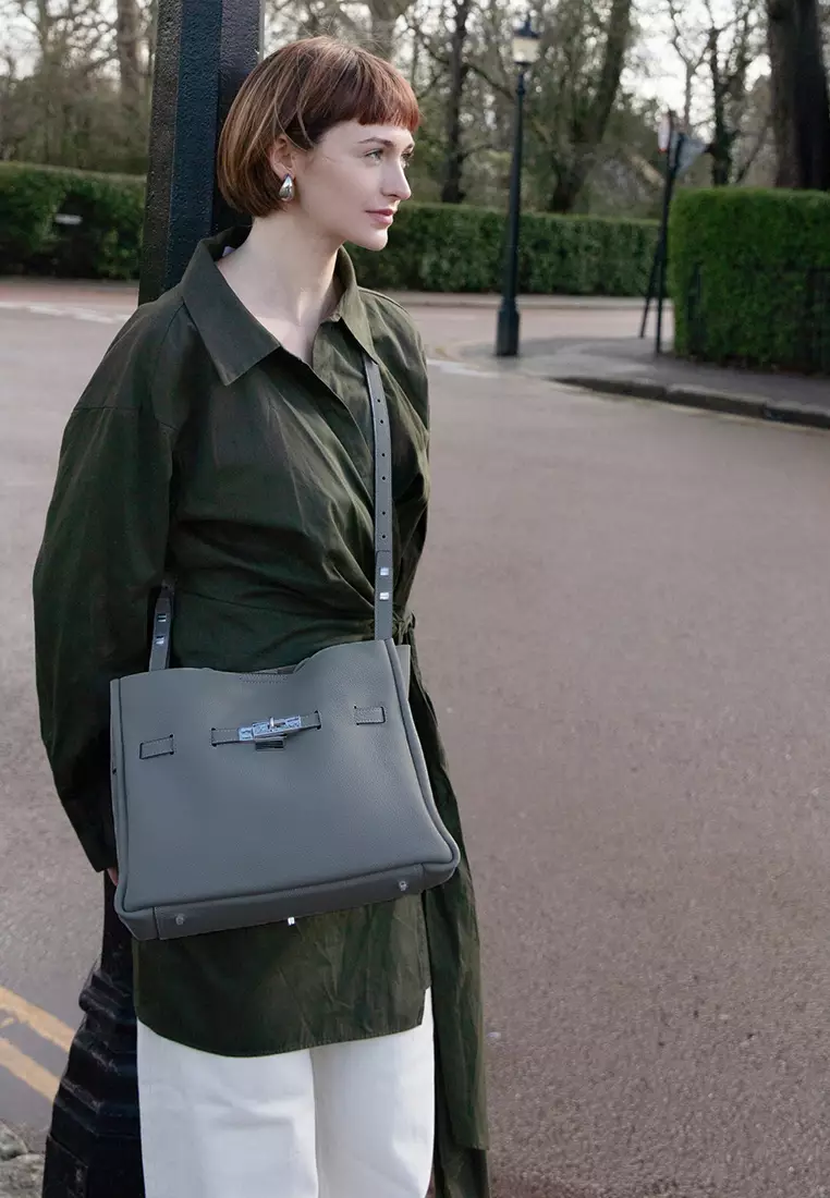 SAOIRSE Soft Structural Belt Tote Bag - Gull Grey