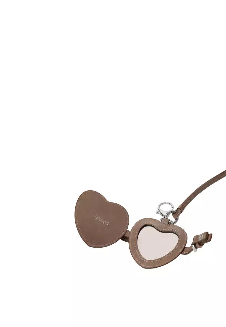 Heart Mirror Charm - Dark Almond