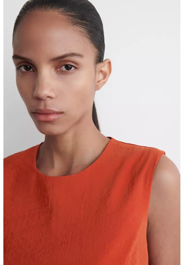 SLEEVELESS BUBBLE-HEM MIDI DRESS