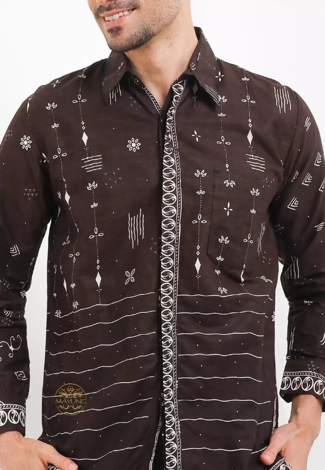 Prangkas Mahogany Kemeja Batik Pria Premium Lengan Panjang NLN