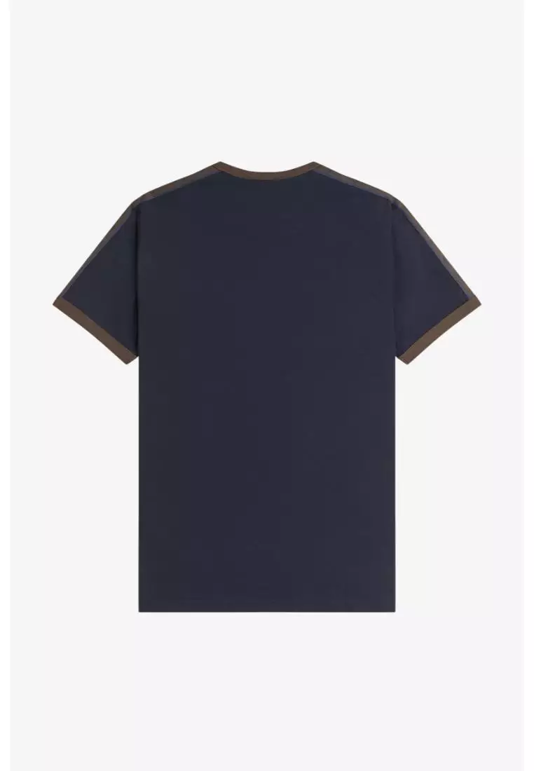 Fred Perry M4613 Contrast Tape Ringer T-Shirt (Navy / Burnt Tobacco)