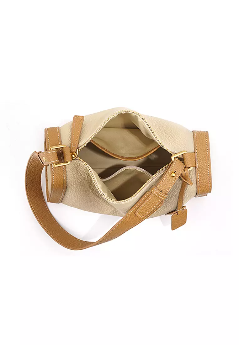Women's Leather Color Contrast Crossbody Bag