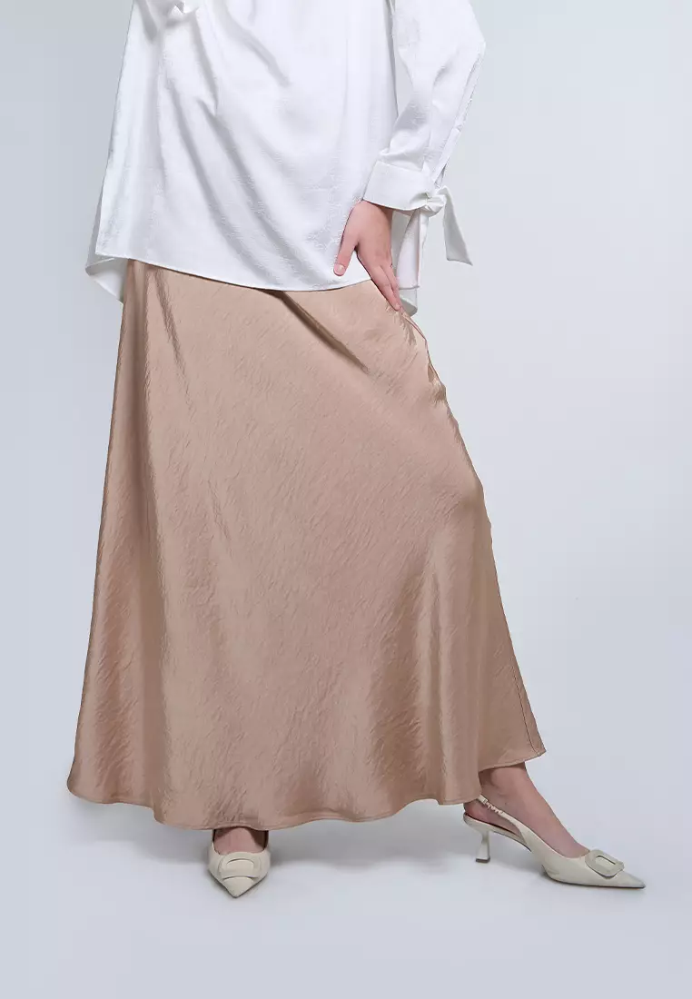 Kami Satin Bias Cut Skirt Sand