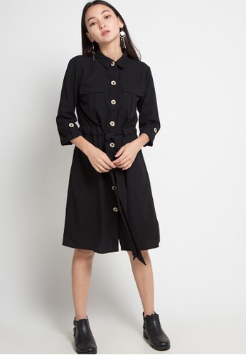 black button up shirt dress