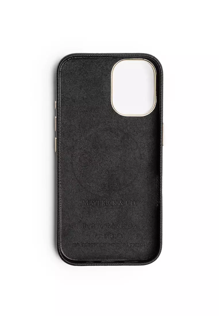 Maverick & Co. Saffiano Leather Phone Case Black