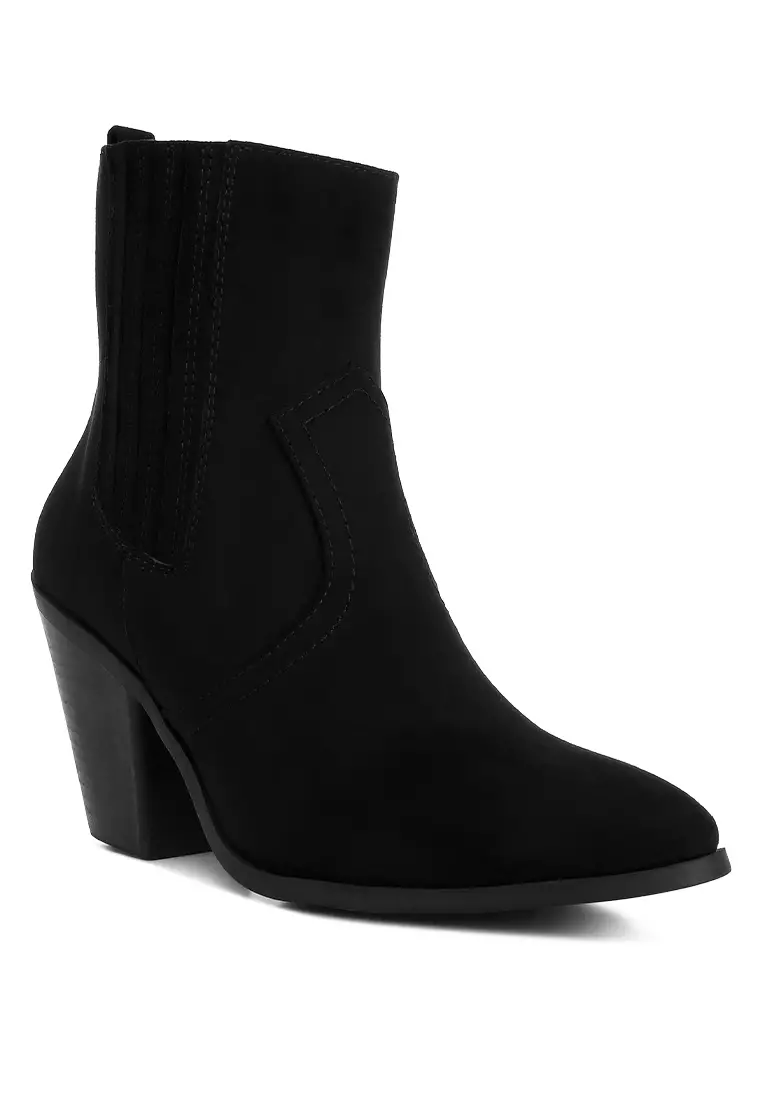 Black High Ankle Cowboy Boots