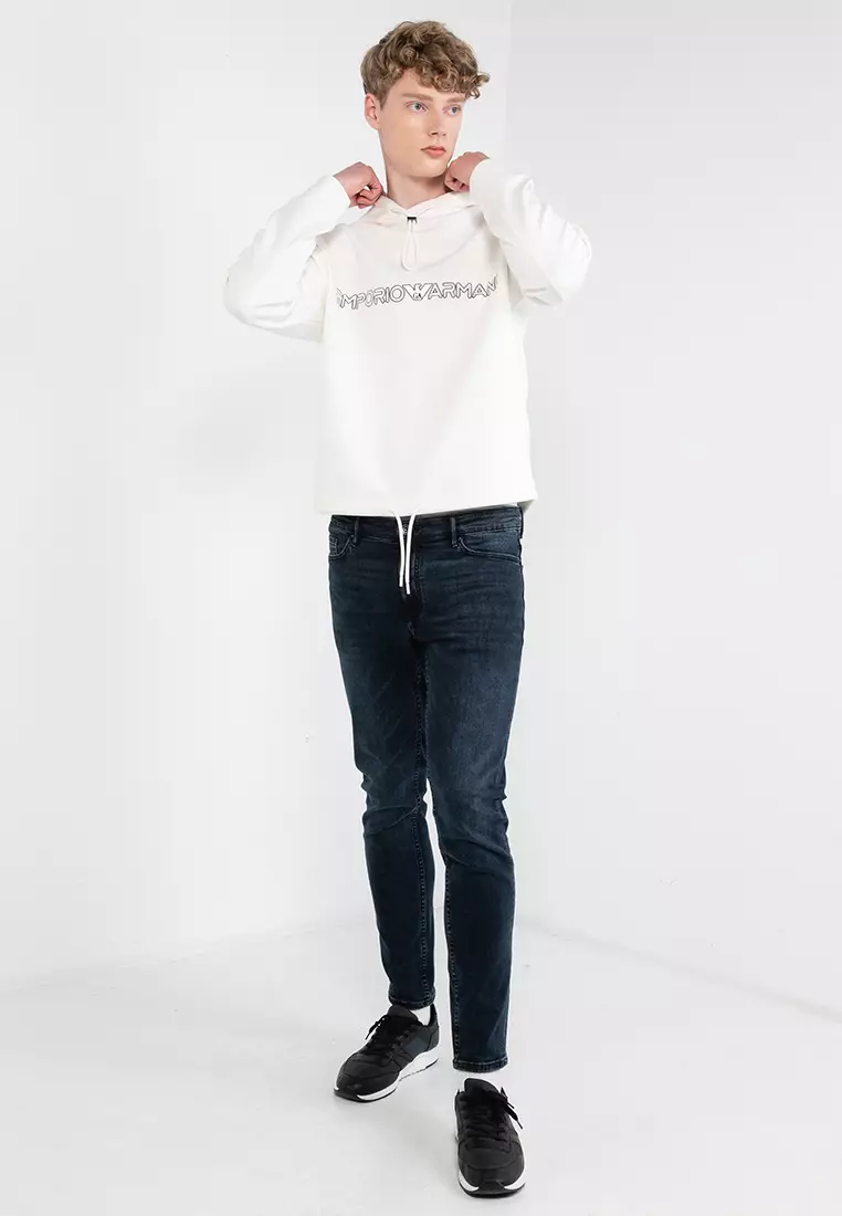 Mens white armani hoodie hot sale